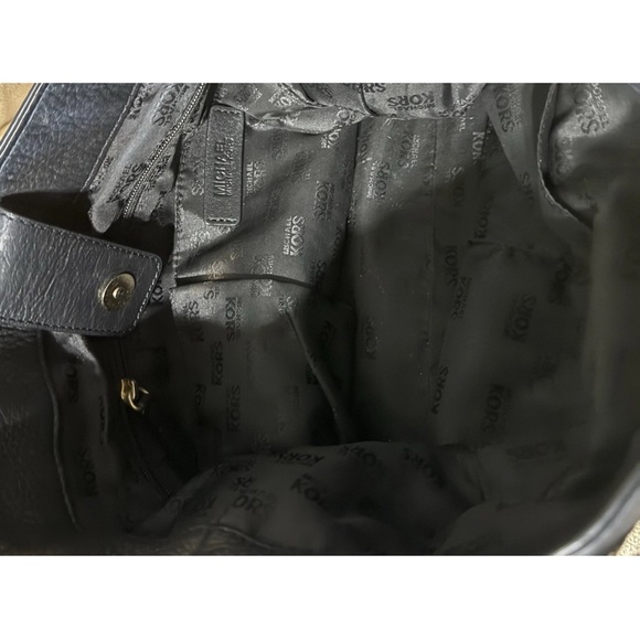 Michael Kors BIG VALLEY Large NS Tote Bag BLACK Leather Gold Tone Handbag - Picture 13 of 16